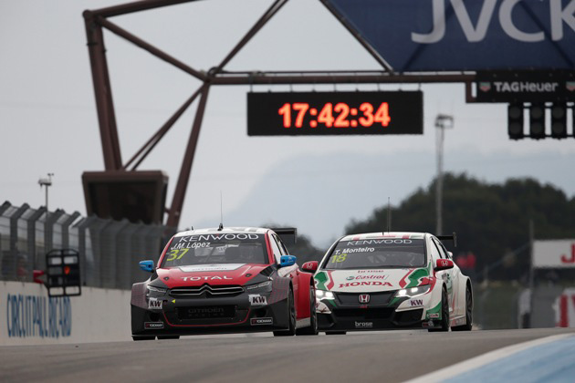 37 LOPEZ Jose Maria (arg) Citroen C Elysee team Citroen TOTAL WTCC action 18 MONTEIRO Tiago (por) Honda Civic team Castrol Honda WTCC action during the 2016 FIA WTCC World Touring Car Championship race of Paul Ricard, Le Castellet, France from April 1 to 3 - Photo Jean Michel Le Meur / DPPI