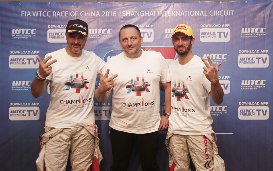 MULLER Yvan (fra) Citroen C Elysee team Citroen TOTAL WTCC portrait ambiance MATTON Yves (fra) Director of Citroen Racing ambiance portrait LOPEZ José Maria (arg) Citroen C Elysee team Citroen TOTAL WTCC portrait ambiance during the 2016 FIA WTCC World Touring Car Championship at Shanghai, China, September 23 to 25 - Photo Jean Michel Le Meur / DPPI